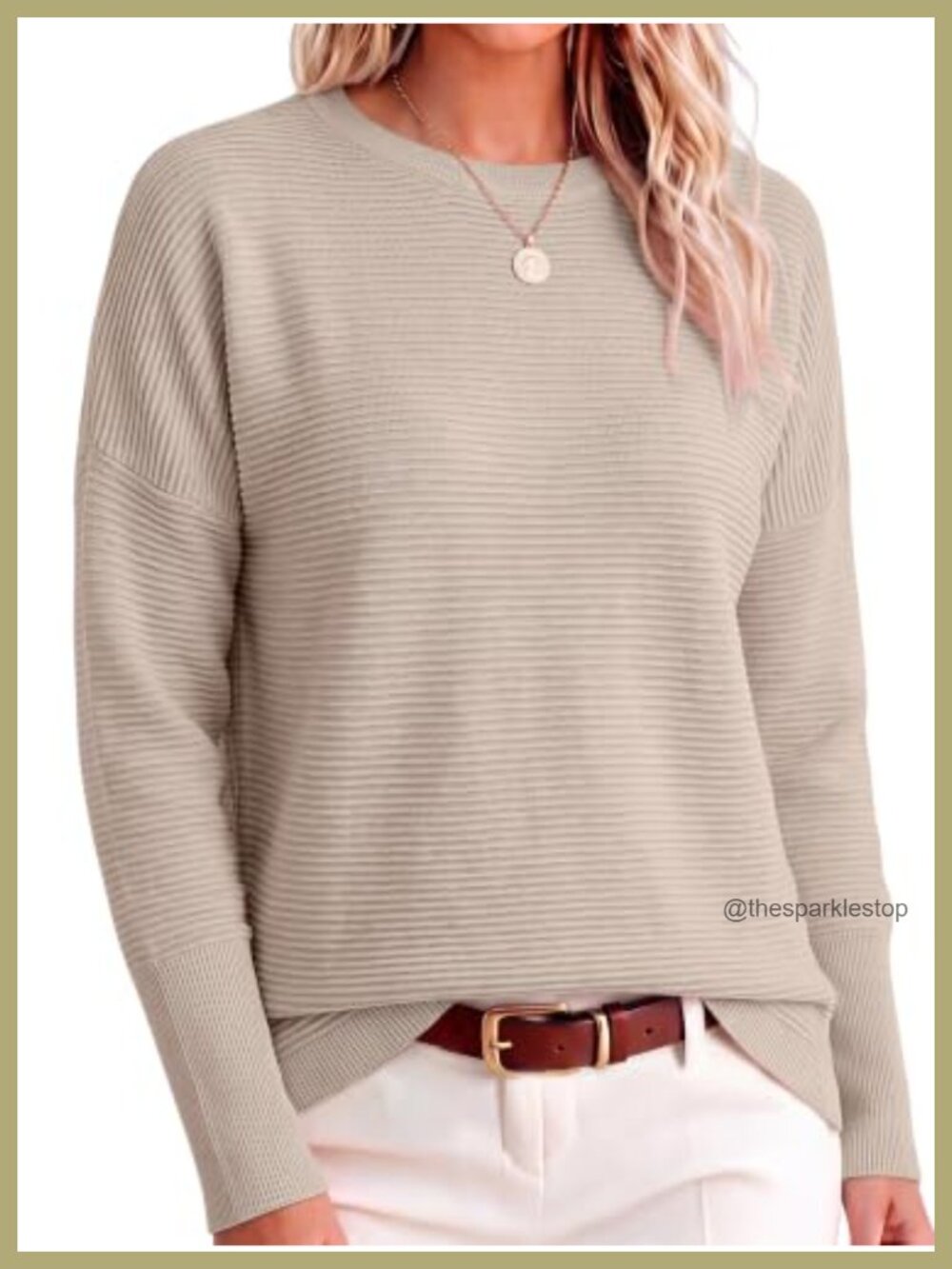 Oversized Batwing Sleeve Ribbed Knit Pullover Sweater Crew Neck Soft